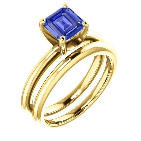Emerald Sapphire verlovingsring bezet met geelgouden band 1,50 karaat - harrychadent.nl