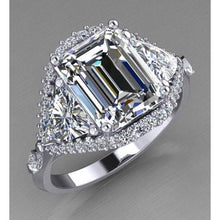 Afbeelding in Gallery-weergave laden, Emerald biljoen diamanten verlovingsring 3,95 karaat briljant geslepen - harrychadent.nl
