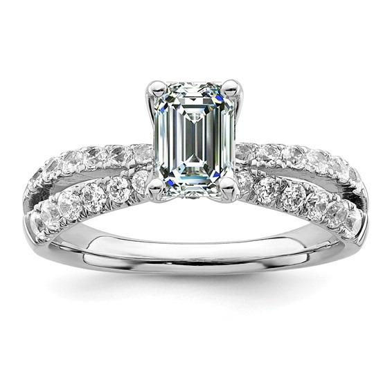 Emerald diamanten verlovingsring met accenten gouden gespleten schacht 4 karaat - harrychadent.nl