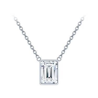 Emerald geslepen diamanten halsketting hanger 1 karaat witgoud 14K sieraden - harrychadent.nl