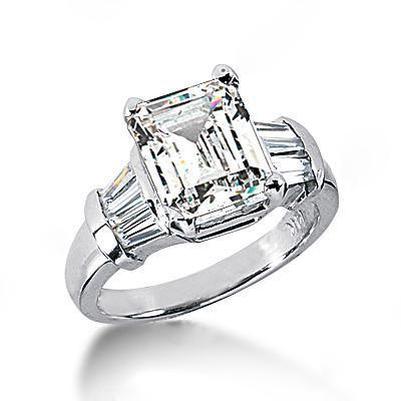 Emerald geslepen diamanten ring 3,51 ct. Gouden drie stenen sieraden - harrychadent.nl