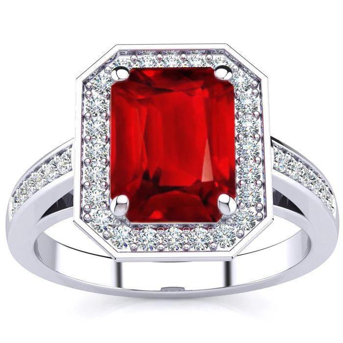 Emerald ruby diamanten ring 11,0 karaat witgoud 14K Prong Set sieraden - harrychadent.nl