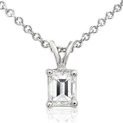 Emerald vormige Solitaire diamanten halsketting hanger 1,50 karaat WG 14K
