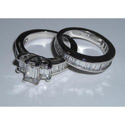 Emerald Cut & Baguettes Geslepen Echt Diamanten Ring 3,53 Karaat Witgoud 14K