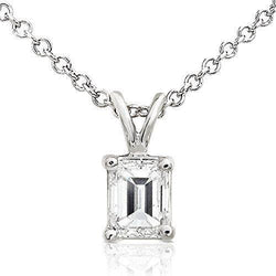 Smaragd Geslepen Solitaire Labgekweekt Diamanten Collier Hanger 1.50 Karaat WG 14K