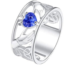 Engagement Solitaire Ring Hart Vintage Stijl Blauwe Saffier 1 Karaat