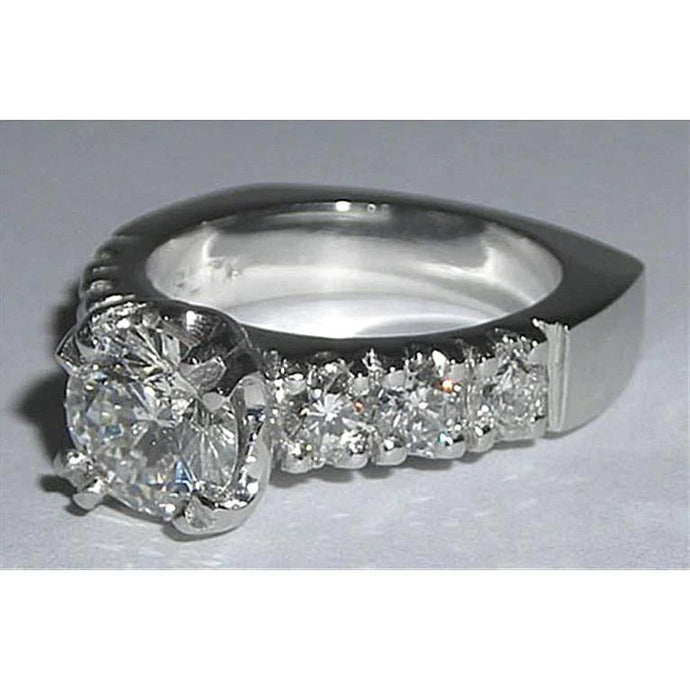 Euro Shank Echt Diamond Round Cut Antieke Stijl Verlovingsring Goud
