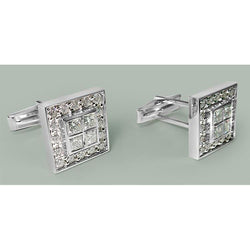 Extra Grote Manchetknopen 2 Cm X 2 Cm 8 Ct Natuurlijke uit de aarde gewonnen Diamant WG Herenaccessoires