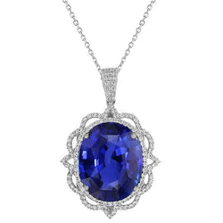 Fancy Solitaire Hanger Ovale Donkerblauwe Saffier Sieraden 4 Karaat Goud