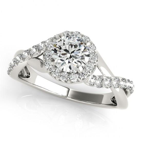 Fancy diamanten verlovingsring Halo Twisted Shank 1,50 karaat WG 14K - harrychadent.nl