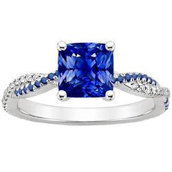 Fancy diamanten verlovingsring blauwe Ceylon saffieren 3,45 karaat goud