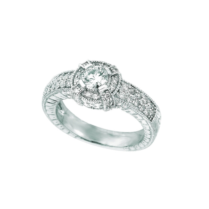 Fancy Echt Diamanten Verlovingsring 1 Karaat 14K Witgoud