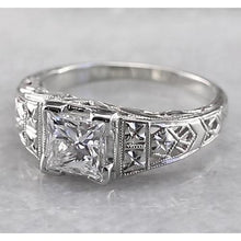 Afbeelding in Gallery-weergave laden, Filigraan stijl prinses diamanten ring 1 karaat wit goud 14K - harrychadent.nl
