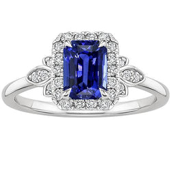 Flower Style Ring Emerald Ceylon Sapphire & Diamond 4,25 karaat