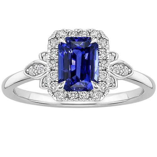 Flower Style Ring Emerald Ceylon Sapphire & Diamond 4,25 karaat - harrychadent.nl