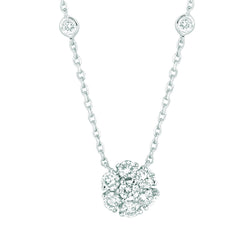 Flower Bezel Echt Diamond Cluster Ketting 2,50 Karaat 14K Witgoud