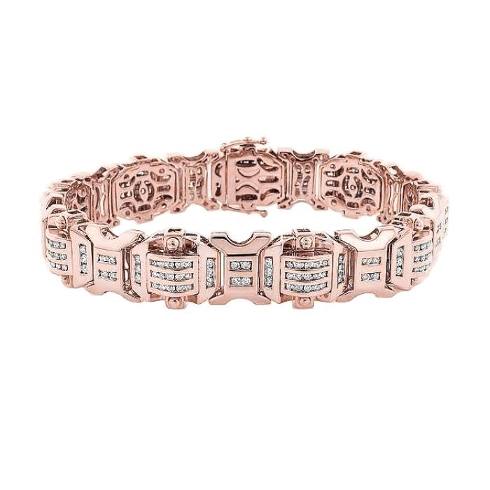 Fonkelende 12 karaats diamanten heren armband rosé goud 14K - harrychadent.nl