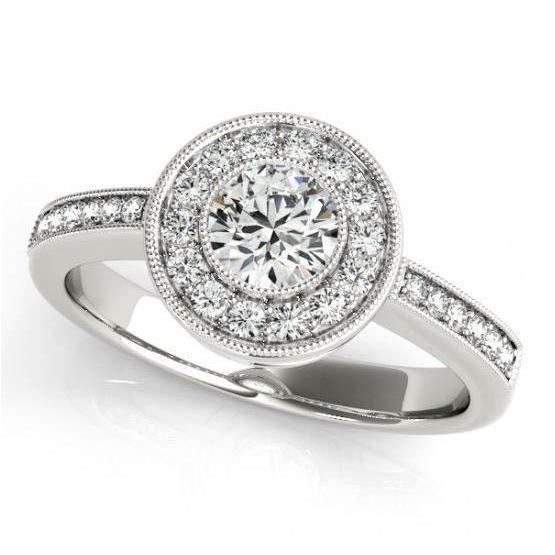 Fonkelende diamanten Halo verlovingsring 1,35 karaat goud wit 14K - harrychadent.nl