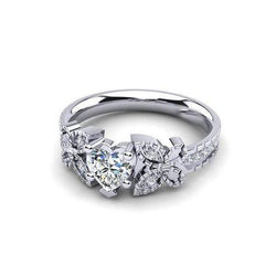 Fonkelende diamanten ring 1,75 karaat hart en rond geslepen wit goud 14K