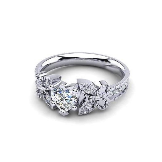 Fonkelende diamanten ring 1,75 karaat hart en rond geslepen wit goud 14K - harrychadent.nl