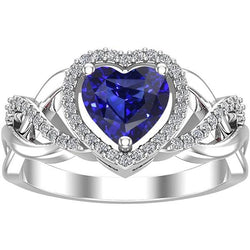 Fonkelende diamanten trouwring Twisted Shank blauwe saffier 3,50 karaat