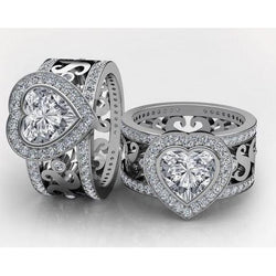 Fonkelende hartgeslepen fancy diamanten brede ring 6,35 karaat witgoud 14K