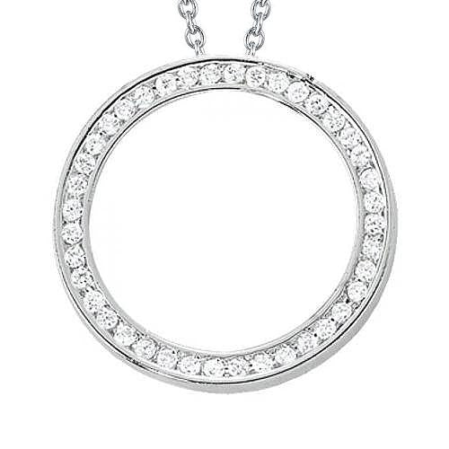 Fonkelende ronde diamanten hanger ketting zonder ketting 1 karaat WG 14K - harrychadent.nl