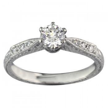 Fonkelende ronde diamanten ring in antieke stijl 2,25 karaat witgoud 14K - harrychadent.nl