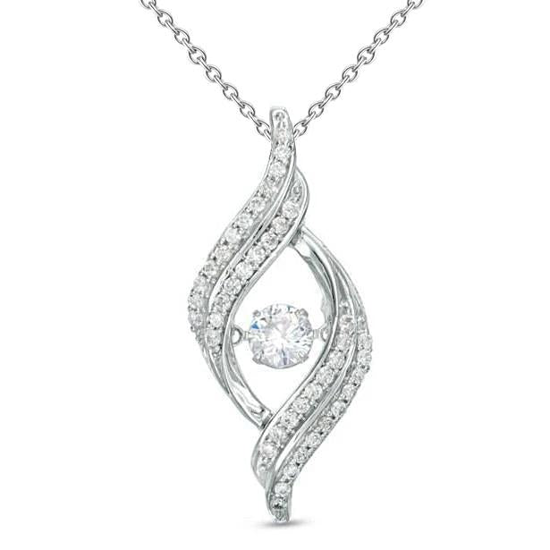 Fonkelende 1,4 Karaat Echt Diamanten Ketting Hanger Wit Goud 14K Nieuw