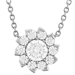 Fonkelende Echt Diamanten Halsketting Hanger Met Ketting 3,0 Karaat Witgoud 14K