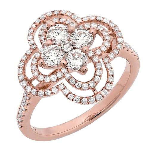 Fonkelende Ronde Echt Diamanten Verlovingsring Voor Dames 1.07 Karaat Roségoud 18K