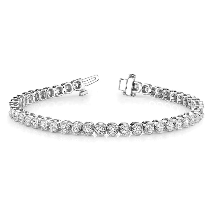 Fonkelende Ronde Geslepen 6,45 Karaat Echt Diamanten Armband Wit Goud 14K