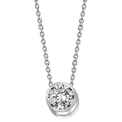 Fonkelende Ronde Geslepen Echt Diamanten Halsketting Hanger 1,0 Karaat Witgoud 14K