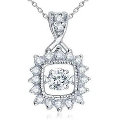 Fonkelende Ronde Geslepen Echt Diamanten Hanger Ketting 3,0 Karaat Witgoud 14K