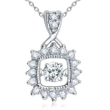 Fonkelende Ronde Geslepen Echt Diamanten Hanger Ketting 3,0 Karaat Witgoud 14K