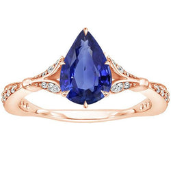 Geaccentueerde Verlovingsring Peer Ceylon Saffier & Diamanten 4,50 Karaat