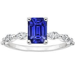 Geaccentueerde verlovingsring Emerald Ceylon Sapphire & diamant 4,50 karaat