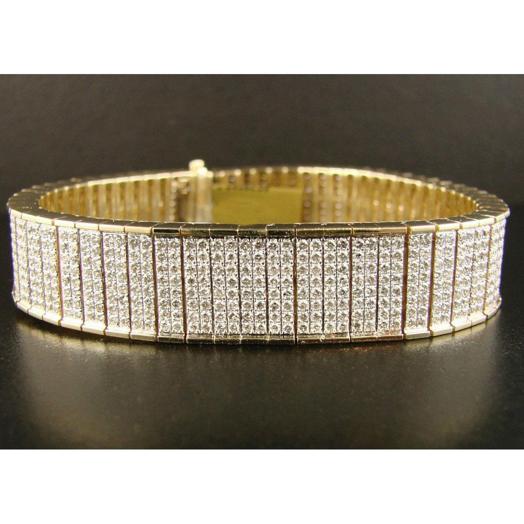 Geel goud 14K 18 karaat ronde geslepen diamanten armband heren sieraden - harrychadent.nl