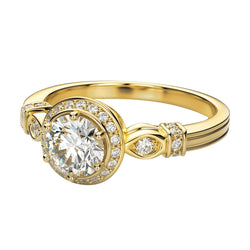 Geel goud 14K 2.70 karaat diamanten antieke stijl verlovingsring Nieuw