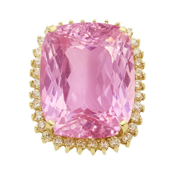 Geel goud 14K roze kunziet 44,35 ct diamanten edelsteen ring sieraden - harrychadent.nl