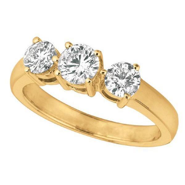 Geel goud 1,75 karaat diamanten 3 stenen jubileum ringjuwelen - harrychadent.nl