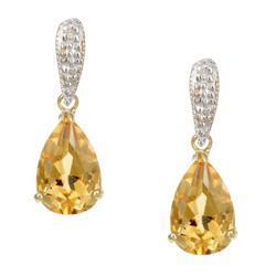 Geel goud 42,50 Ct Citrien en diamanten Lady Dangle Oorbellen