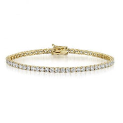 Geel Goud 14K 6,84 Karaat Echt Ronde Geslepen Diamanten Tennisarmband Nieuw