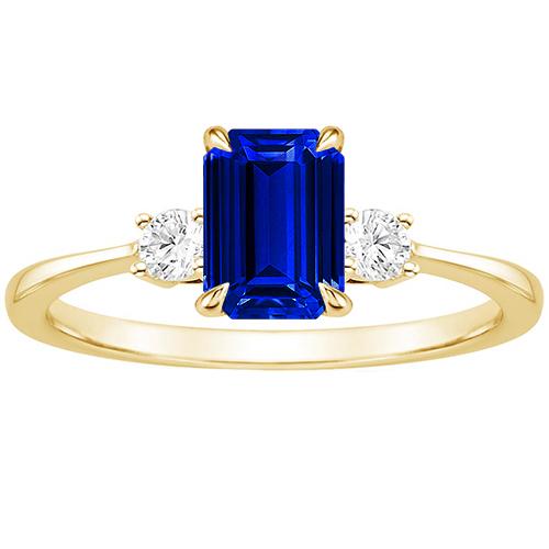 Geelgouden Smaragd 3 Stenen Ring Blauwe Saffier & Diamant 3,50 Karaat - harrychadent.nl