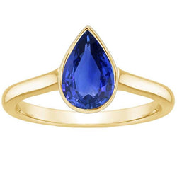 Geelgouden Solitaire Ring Bezel Set Sri Lankaanse Saffier Peer 4 Karaat