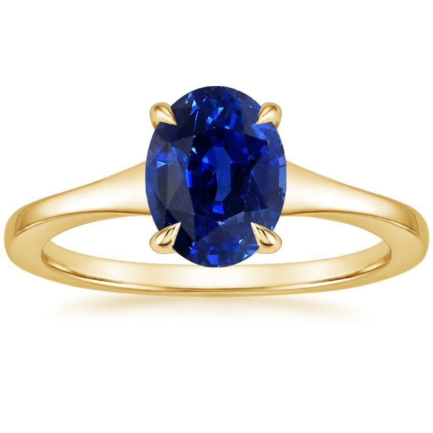 Geelgouden Solitaire Ring Ovaal Sri Lankaanse Saffier 3 Karaat - harrychadent.nl