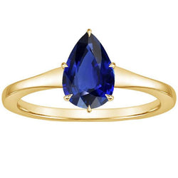 Geelgouden Solitaire Ring Teardrop-stijl Ceylon Sapphire 2,50 karaat