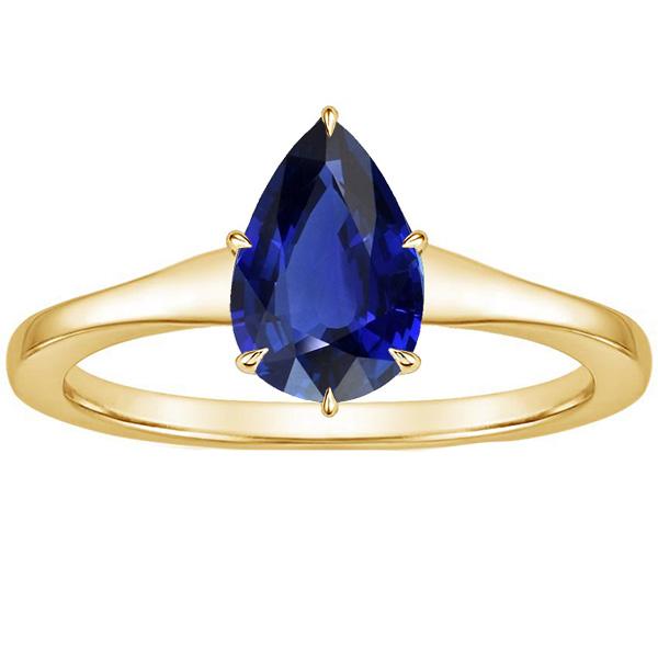 Geelgouden Solitaire Ring Teardrop-stijl Ceylon Sapphire 2,50 karaat - harrychadent.nl