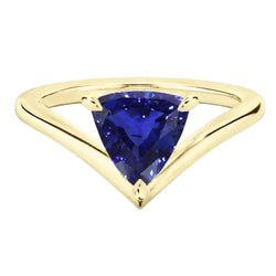 Geelgouden Solitaire Ring Triljoen Sapphire 1,50 Karaat Prong Set