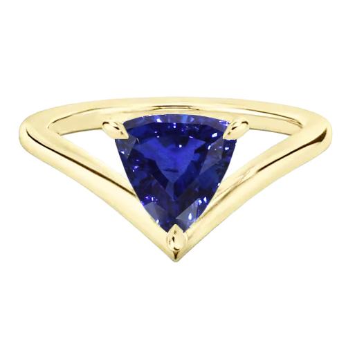 Geelgouden Solitaire Ring Triljoen Sapphire 1,50 Karaat Prong Set - harrychadent.nl